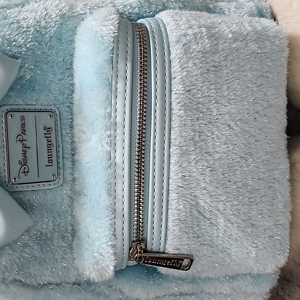 Loungefly Disney Parks Exclusive Minnie Mouse Light Blue Plush Mini Backpack - Picture 6 of 6
